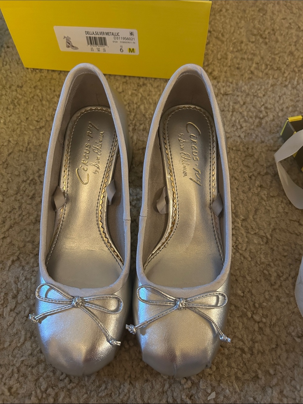 Circus by Sam Edelman Silver Metallic Bow Ballet Flats
